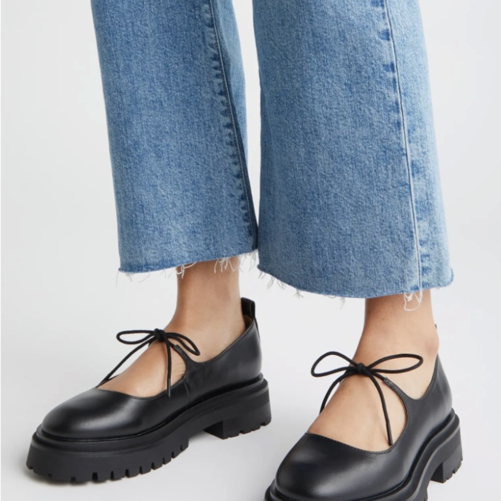 Black Leather Mary Janes